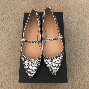 J.Crew Glitter Flats/Mary Jane with Embellishments